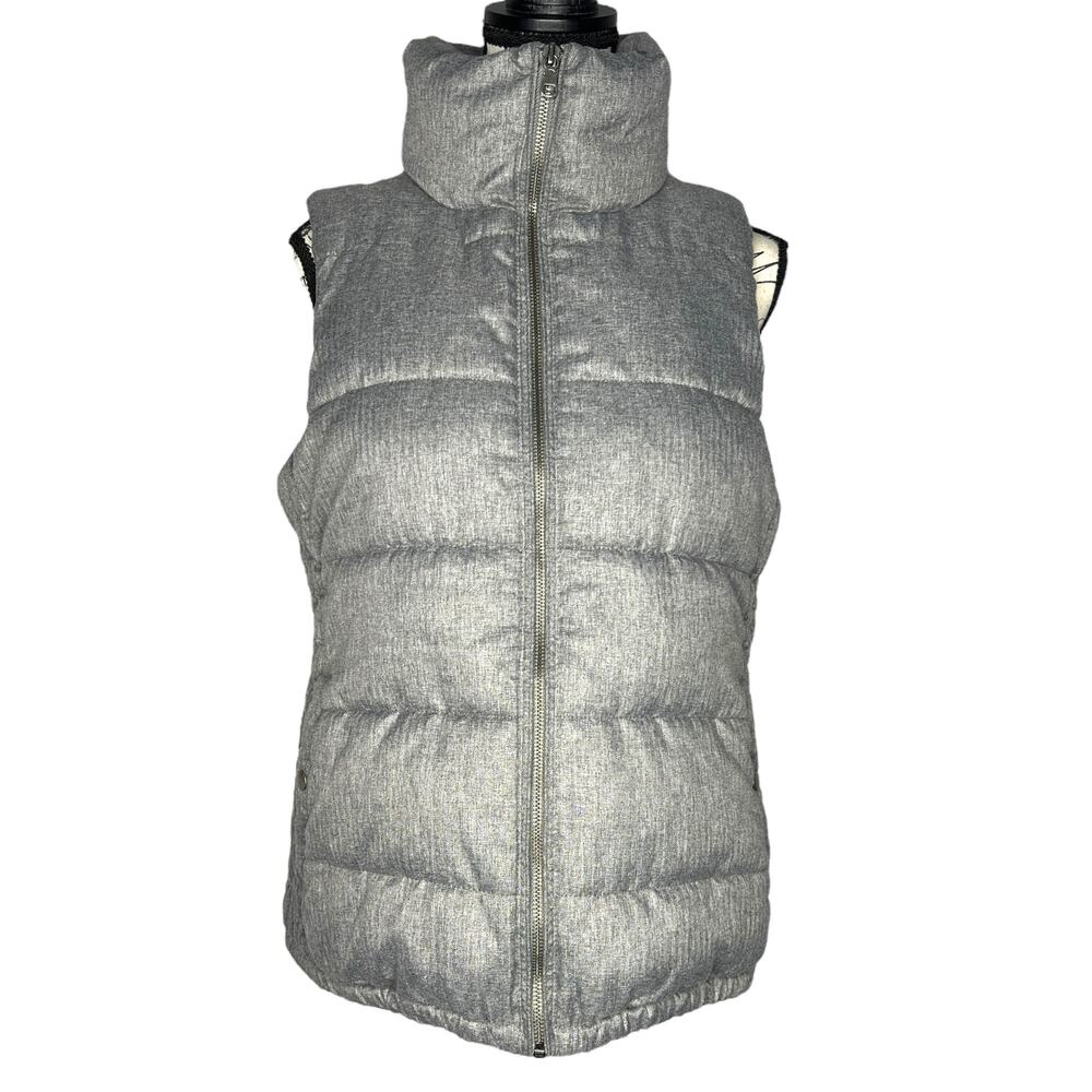 Old Navy MEDIUM Gray Puffer Full Zip Side Detail Collared Vest